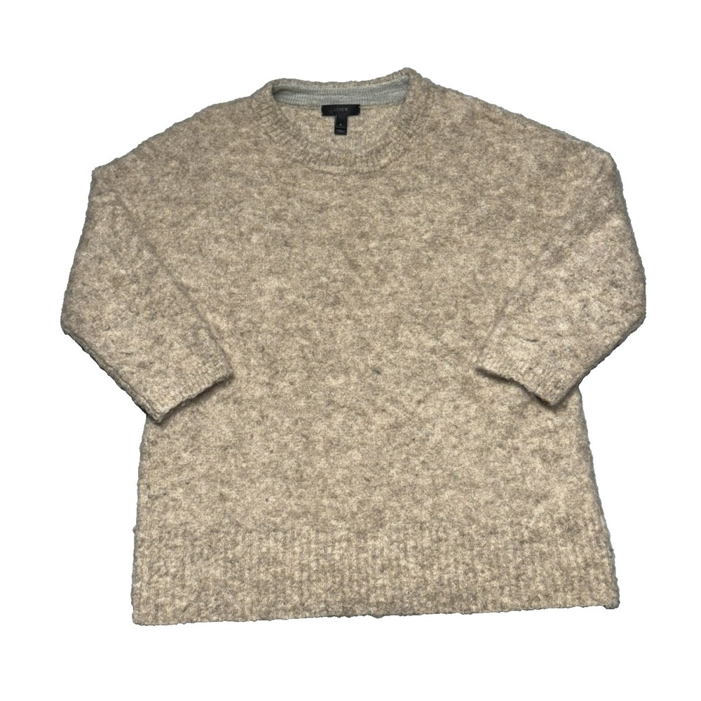 J. Crew Alpaca Merino Wool Crew Neck Sweater 3/4 Sleeve Soft Small